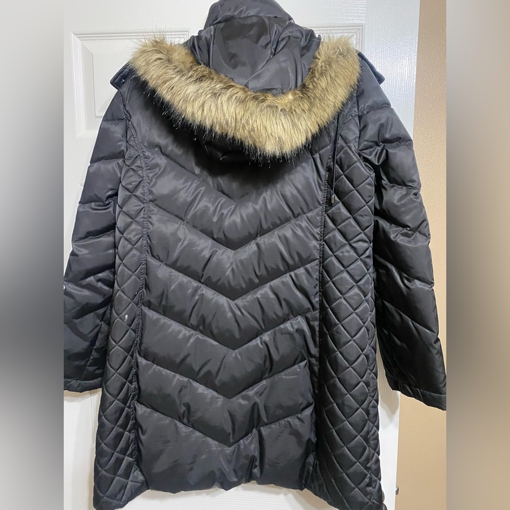 Kenneth Cole down filled parka with detachable fur hood